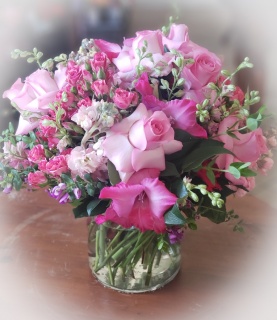 Pink and lush arrangement