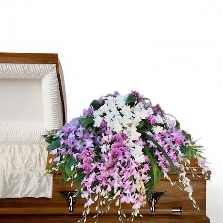 Gardenia and Orchid casket Spray