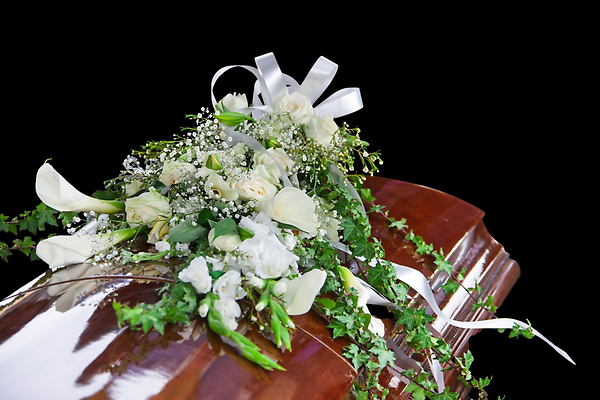 White assortment casket presentation bouquet