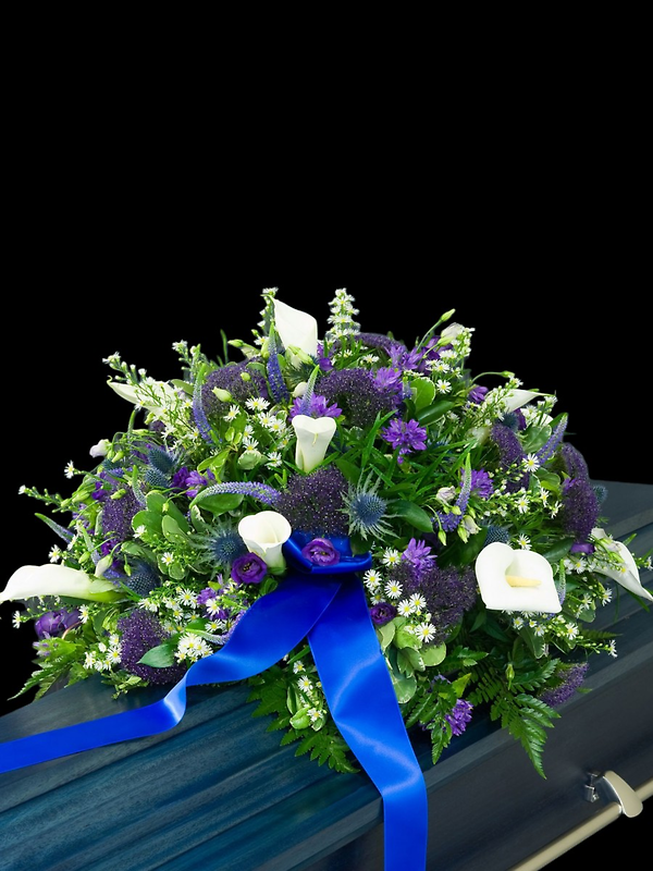 Calla breeze casket spray
