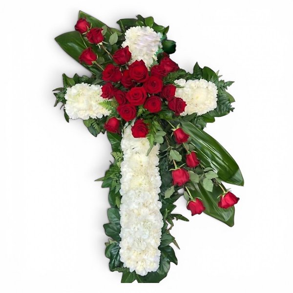 Traditional Red Rose cluster cross