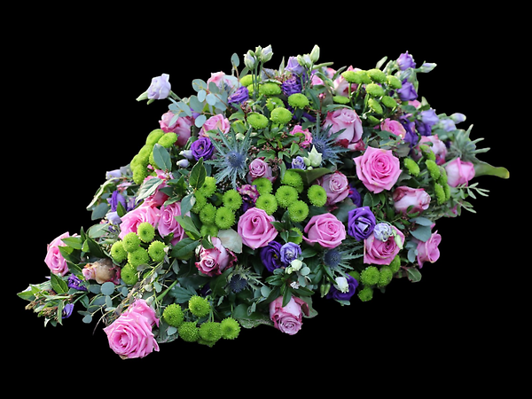 Lavender green garden casket spray