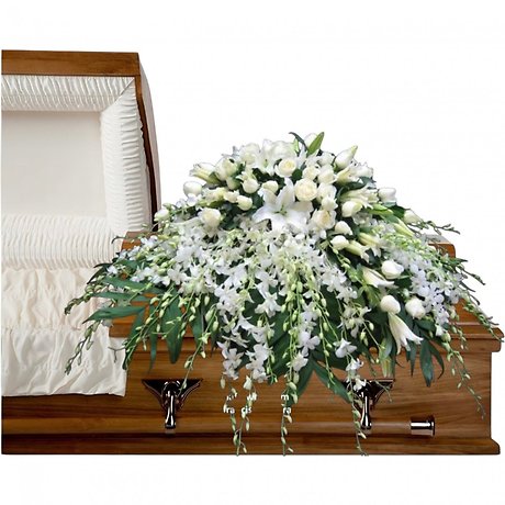 White Aurora Casket Spray