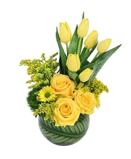 Yellow optismism floral arrangement