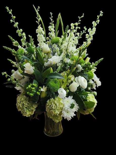 Green and white premium vase arrangement