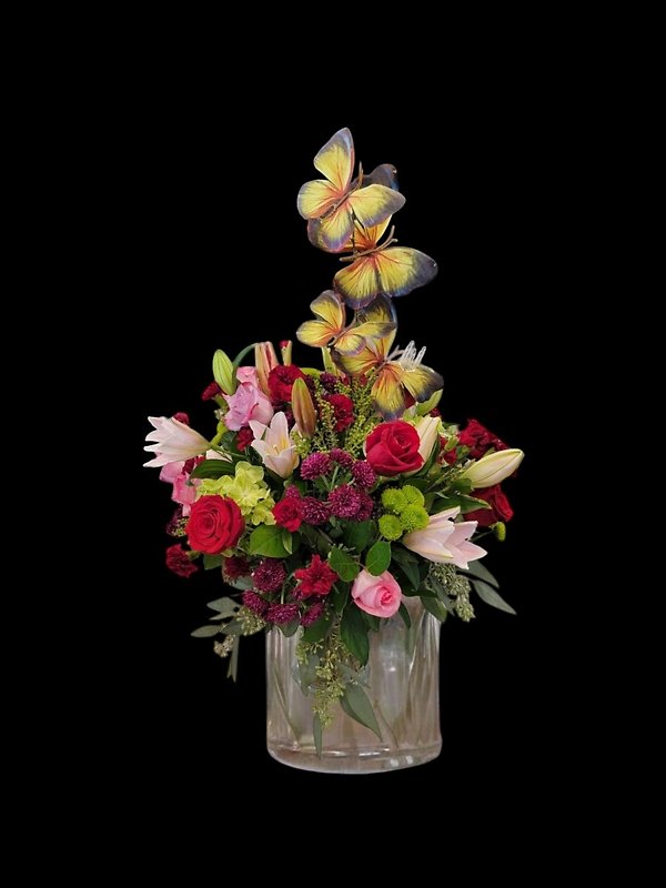 Enchanting garden bloom with butterflies