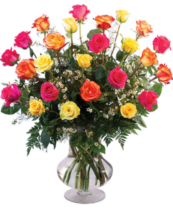 24 Mixed roses vase arrangement