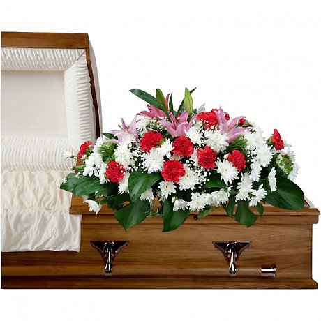 Lilies and love casket spray