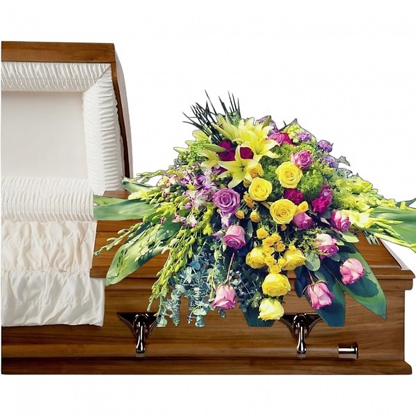 Mauve Sunshine Casket Spray