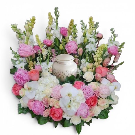 Pink and Lush Urn Wreath