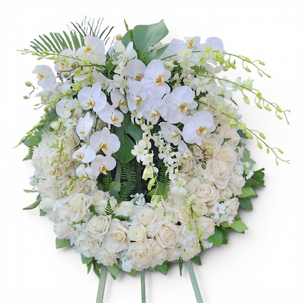 Traditional  Premium flowers All White Wreath