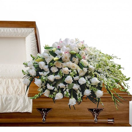 Serene whisper casket spray