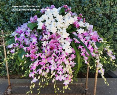 Gardenia and Orchid casket Spray