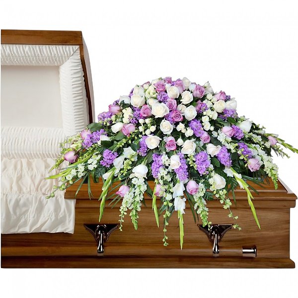 Lavender serenity casket spray