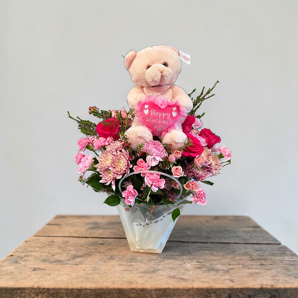 Mothers Day Teddy bear gift bag arrangement